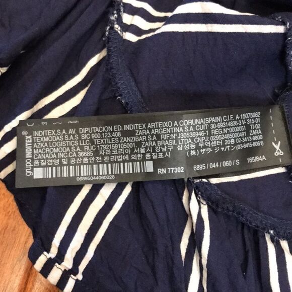 Zara Premium Denim Collection High Low Viscose Navy and White Stripe Top Size S - Picture 15 of 16